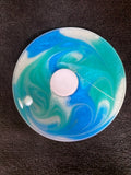 Blue/Teal/Pearl swirl white button Spini