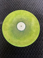 Lime green/aqua/metallic flake/glow with white thumb piece spini